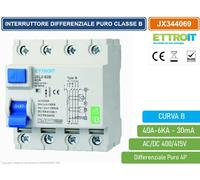 INTERRUTTORE MAGNETOTERMICO DIFFERENZIALE PURO 4P 30mA 6KA AC/DC 380V CURVA B