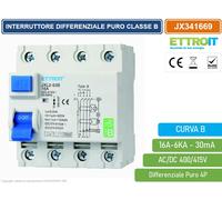 INTERRUTTORE MAGNETOTERMICO DIFFERENZIALE PURO 4P 30mA 6KA AC/DC 380V CURVA B