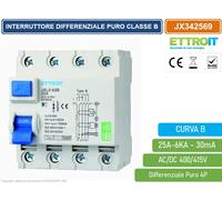 INTERRUTTORE MAGNETOTERMICO DIFFERENZIALE PURO 4P 30mA 6KA AC/DC 380V CURVA B