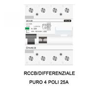 INTERRUTTORE MAGNETOTERMICO DIFFERENZIALE PURO TIPO RCCB AC 4P 25A JVL16-63-4-25