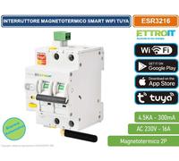INTERRUTTORE MAGNETOTERMICO SMART WIFI 2P 16A RIARMO AUTOMATICO TRAMITE APP T...