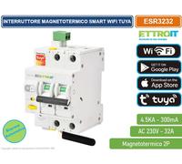 INTERRUTTORE MAGNETOTERMICO SMART WIFI 2P 32A APP TUYA 3 MODULI