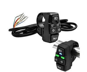 Interruttore manubrio per moto 3 in 1, Commodo Moto con Controllo Faro, Corno e Segnali di Giro, Alloggiamento ABS Nero per Moto, Scooter Elettrico e Bicicletta Elettrica