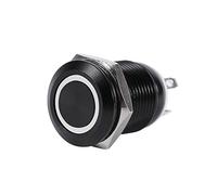 Interruttore Momentaneo a Led, 12mm 2A DC 3V Interruttore a Pulsante Impermeabile con Ripristino Automatico Custodia Nera, 1,3 X 2,1cm/0,51" X 0,83"(Bianco)
