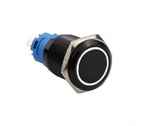Interruttore momentaneo a pulsante in metallo da 22 mm con luce LED ad anello, impermeabile IP66 e resistente agli atti vandalici IK09, compatibile con sistemi elettrici da 12 V 24 V per macchinari e