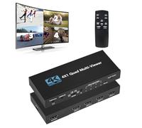 Interruttore multiviewer HDMI 4x1, quadruplo senza soluzione di continuità 4 in 1 out con telecomando IR, supporto 4K Full HD e 5 modalità di visualizzazione per telecamera di sicurezza, console di