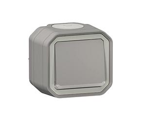 Interruttore o va e arriva luce LEGRAND con spia impermeabile Plexo grigio 10A 250~ IP55 IK08 fornito completo per fissaggio. protrusione