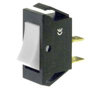 Interruttore ON-OFF a bilanciere, tasto bianco, unipolare SPST, 2 posizioni, rettangolare, autobloccante, montaggio a pannello, foro 27x12mm, portata 220V 230V 16A, contatti ottone 6,35mm