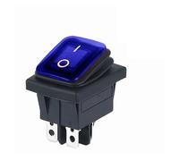 Interruttore ON OFF KCD4 impermeabile e antiolio a quattro piedi, 2 file rosso verde con luci, interruttore di alimentazione a bilanciere da sei piedi LED 12V 220V(4PIN BLUE,220V)