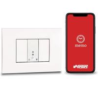VEMER VE798200 MINI TIME - Interruttore Orario Digitale Bluetooth da Incasso 1 Modulo, Timer con Programmazione Oraria e Astronomica via App per Luci, Cancelli, Tapparelle, Bianco