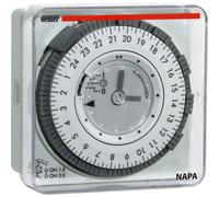 VEMER VP886600 NAPA-RD - Interruttore Orario Elettromeccanico a Cavalieri, Programmazione Giornaliera, Installazione a Pannello, Grigio Chiaro