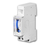 Interruttore orario meccanico, guida DIN, 230 V - Analogico, incrementi di 15 minuti, 96 tempi di commutazione, precisione al quarzo, 16 A, 18 mm, con riserva di carica