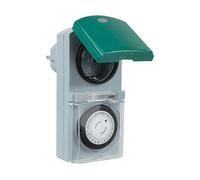 REV Ritter 0025700409 - Presa con orologio meccanico Tag IP44, colore: Grigio/Verde