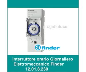 INTERRUTTORE ORARIO OROLOGIO ELETTROMECCANICO GIORNALIERO FINDER 12.01.8.230