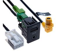 Interruttore per auto USB AUX + Cavo di collegamento USB 4 pin + Cablaggio AUX 12 pin Compatibile con BMW 1 3 5 5 6 E81 E82 E87 E88 E90 E91 E92 E93 E60 E61 F07 F10 F11 E63 E64 Radio veicolare | 1.5 m