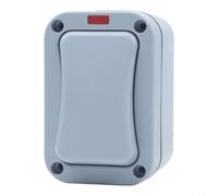 Interruttore per luce esterna 1 via, impermeabile IP66 con indicatore LED, interruttore da parete resistente alle intemperie in ABS per giardino e balcone, 20 A, 250 V, grigio (A)