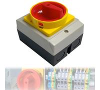 Interruttore principale, 16 A, 3 poli, interruttore rotativo IP65, interruttore di riparazione con alloggiamento, separazione dell'alimentazione per scollegare piccoli circuiti e collegamento