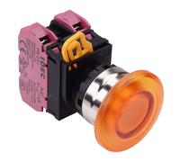 Interruttore Pulsante Mantenuto IDEC Amber 24V LED 22mm Funghi Metallo 2NC