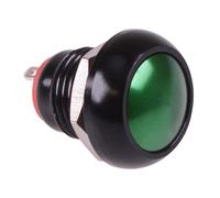Interruttore Pulsante Rotondo 12mm Metallo Auto-Ritenuto Verde NO/NC, 12VDC IP40