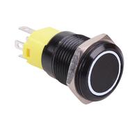 Interruttore Pulsante Vandal 16mm Illuminato 12V Nero Momentaneo/Autoritenuta