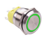 Interruttore Pulsante Vandal 22mm Verde On-(On) Momentaneo 2NO/2NC 5A