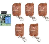 Interruttore radio a 1 canale, 12 V, 24 V, DC, telecomando per porta, 1 ricevitore con 5 telecomandi per luce, controllo di accesso con funzione di ritardo 5S 10S 15S