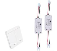 Interruttore remoto wireless RF433 AC 90-250V 10A per illuminazione, facile installazione con morsetti a collegamento rapido, ricevitore compatto bianco (2 pannelli LN3+ a 2 vie)
