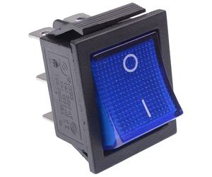 Interruttore Rocker Rettangolare Illuminato Blu On-Off 220V DPDT