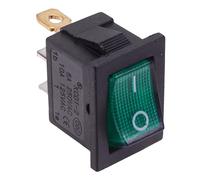 Interruttore Rocker Rettangolare Illuminato Verde SPST 230V