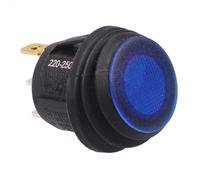 Interruttore Rocker Rotondo Illuminato 20mm 230V Blu SPST 10A SCI R13-112B8W-02
