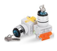 Interruttore rotante con chiave 2P/3P Posizione 22mm LAY37-11Y2 20Y3 10A a pulsante NO NC Quattro terminali a vite autobloccanti(Silver Contact,2P 1NO1NC)