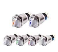 Interruttore rotante selettore in metallo da 19 mm, 2 o 3 posizioni, interruttore a pulsante, SPDT, 12 V, 220 V, interruttore illuminato a LED, 1 NO/1 NC, ON/OFF, 5 pezzi(Yellow,2 P 1NO1NC_12-24V LED)