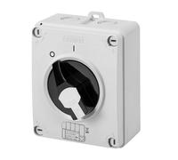 GEWISS - GW70401P Sezionatore Rotativo, Hp, Comando, Cassetta in Materiale Isolante, 16A 2P, Manopola Nera Lucchettabile, IP66/67/69