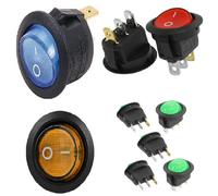 INTERRUTTORE rotondo luminoso 220V 6A rosso verde blu giallo da pannello 20mm