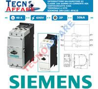 Interruttore Salvamotore 40A Cortocircuito 520A S3 690V Siemens 3RV1041-4FA10