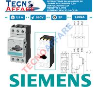 Interruttore Salvamotore Automatico 2,5A 3P 100kA 690V Siemens 3RV1321-1CC10