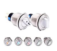 Interruttore selettore rotativo in metallo da 22 mm, 2 o 3 posizioni, 1NO1NC, 2NO2NC, 12 V, LED rosso verde, manopola in acciaio inossidabile, 4 pezzi(Yellow,2 P 2NO2NC_110-220V LED)