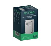 V-TAC Interruttore Sensore Crepuscolare con Timer EEK F Bianco
