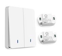 Interruttore Senza Fili, Interruttore luce Senza Fili, Interruttore Wireless, Interruttore wifi Smart Life, Interruttore Sicurezza Trasmettitore RF 433Mhz e 2 Controller Ricevitore 10A, Portata 100 m