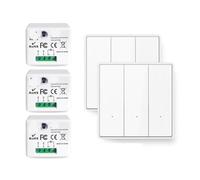 Interruttore senza neutro Mini modulo ricevitore 220V 110V Pulsante telecomando luce filo singolo(3Receiver 2Remote)