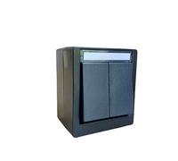 Interruttore seriale a parete - IP55 - con campo di iscrizione - 230 V/10 A - ideale per cantina, garage e giardino - Made in Germany - nero