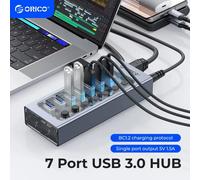 Interruttore Split Splitter industriale a 7 porte in alluminio con Hub ORICO USB3.0 con adattatore di alimentazione 12v per tablet per telefoni cellulari Macbook