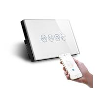 Interruttore Tapparelle WiFi,Interruttore WiFi Accorto WIFI Interruttore a doppia tenda per otturatore, pannello interruttore in vetro touch screen(White Curtain Switch)