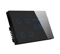Interruttore Tapparelle WiFi,Interruttore WiFi Accorto WIFI Switch 4 Gang. Interruttore luminoso con wifi ventilatore a soffitto, pannello in cristallo bianco/nero(Black)