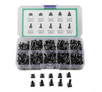 Interruttore tattile a pulsante, 200 pezzi, 10 tipi, kit assortito a 4 pin, attuatore rotondo nero per progetti di riparazione fai da te di elettronica