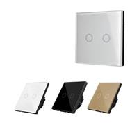 Interruttore touch, controllo 2 gang vie, pannello in cristallo 7 colori, interruttore luce da parete, 220-250, C702S-1/2/3/5(White)