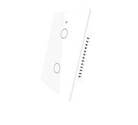 Interruttore Touch da Parete Matter WiFi 2.4G, Per Scatola 503, 2 Tasti, Rettangolare 120X72X38mm, APP TUYA Smart Life, Vetro Temperato Bianco