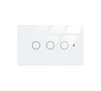 Interruttore Touch da Parete Matter WiFi 2.4G, Per Scatola 503, 3 Tasti, Rettangolare 120X72X38mm, APP TUYA Smart Life, Vetro Temperato Bianco