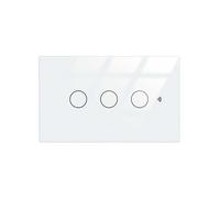 Interruttore Touch da Parete WiFi 2.4G + BLE + RF 433MHz, Vetro Temperato Bianco, 3 Tasti, 120X72X38mm Per Scatola 503 Italiano, App TUYA Smart Life