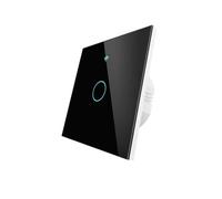 Interruttore Touch da Parete WiFi 2.4G + BLE + RF 433MHz, Vetro Temperato Nero, 1 Tasto, Quadrato 86X86X30mm Per Scatola 502, App TUYA Smart Life